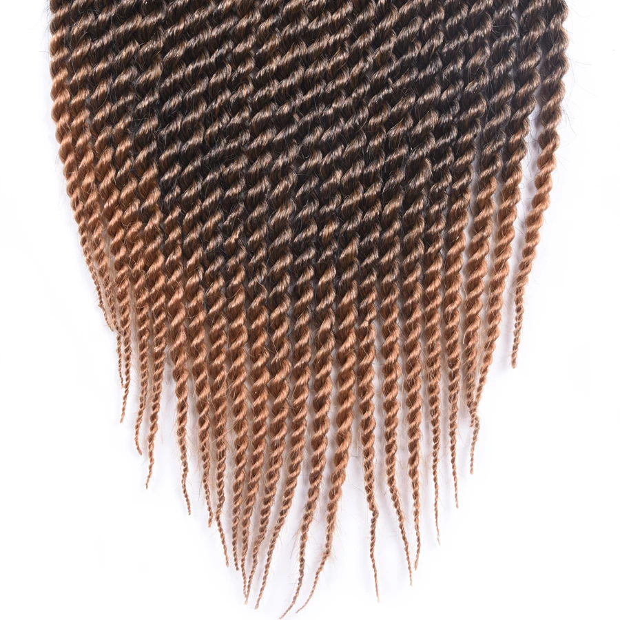 TOMO Synthetic Senegalese Twist Crochet Braids Ombre Brown Black Red Braiding Hair Crochet Hair Extensions for Women 22 Roots