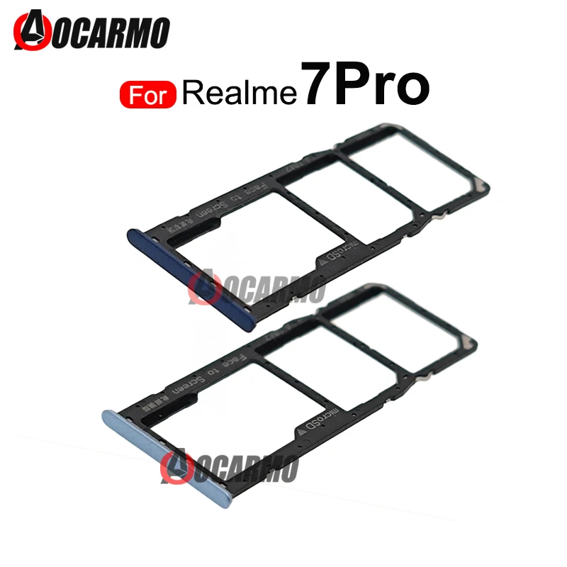 

1 шт. зеркальная Серебристая синяя Sim-карта лоток для Realme 7Pro фоторозетка запасные части