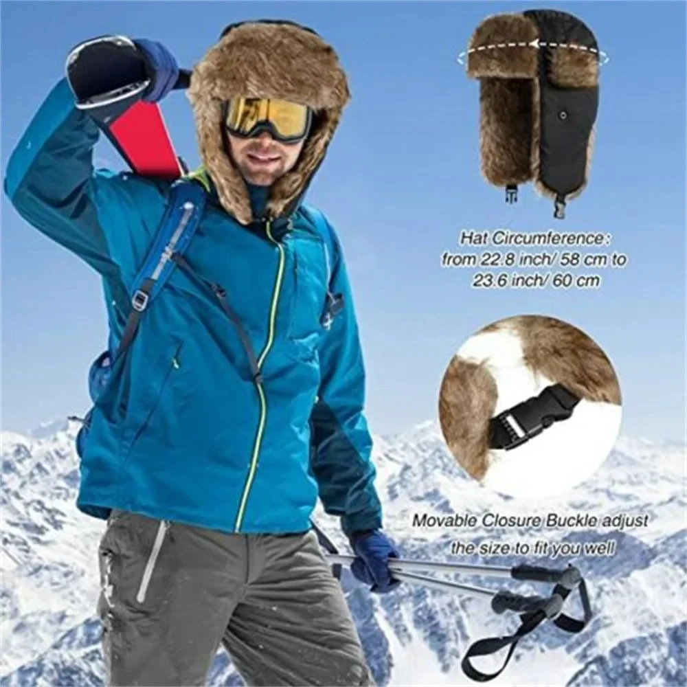 Mens Women Unisex Warm Trapper Aviator Trooper Earflap Winter Hat Faux Fur,earflap hat