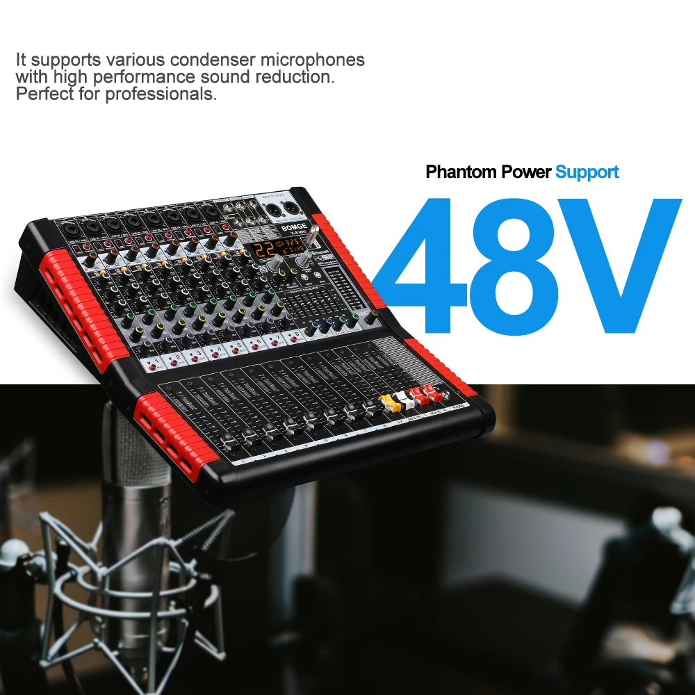 BOMGE 8 Channel Mixing Console 24 DSP Effect Professional USB Bluetooth  Digital DJ Karaoke KTV Sound Audio Mixer with MP3 - AliExpress