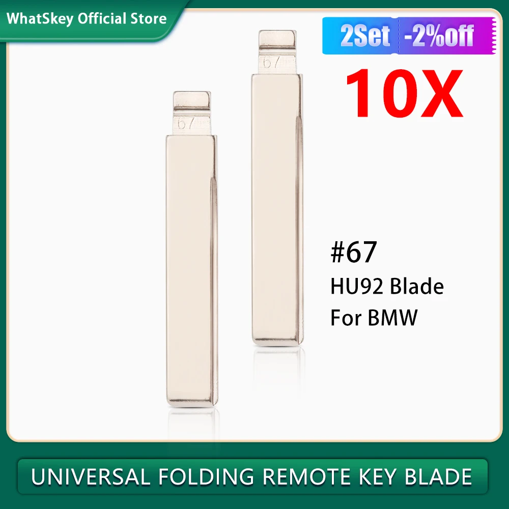 10Pcs Kd Uncut Car Remote Key Blade Blank Hu92 #67 Per Bmw Ews Cas3 Cas4 E36 E39 E38 E63 E83 E53 F10 F20 F30 1 2 3 5 7 Series