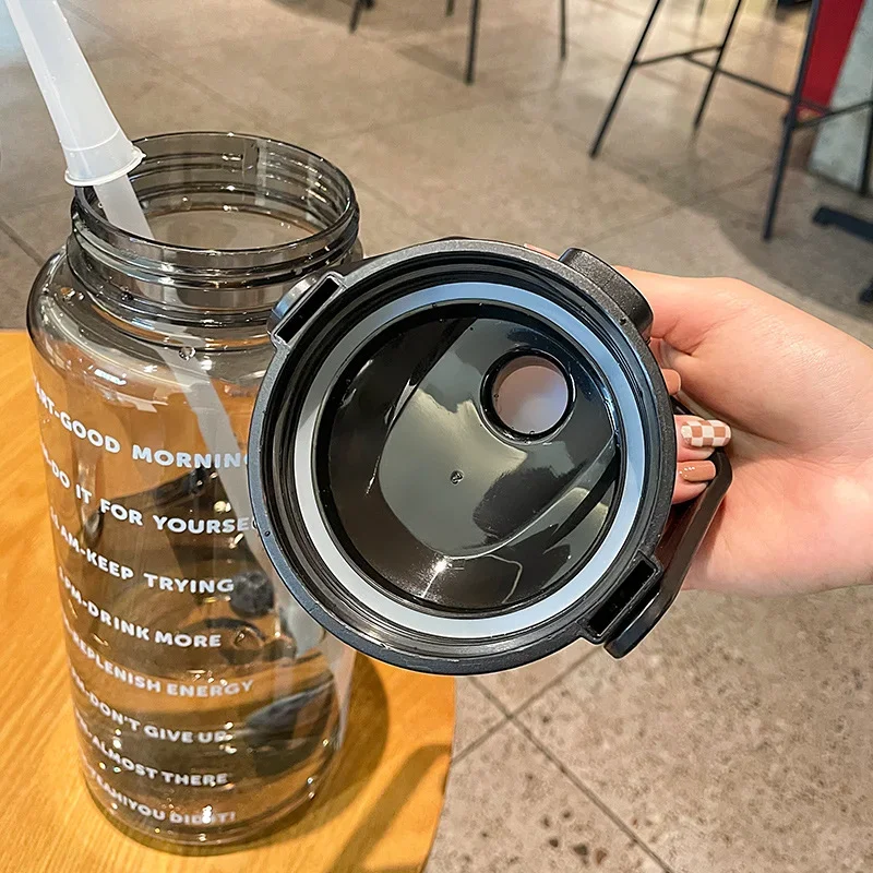 2 Liter Water Bottle with Straw Outdoor Sports Drinking Bottles with Time Marker Large Capacity Outdoor Cup Fitness Water Bottle sports water bottle sports bottle water bottle