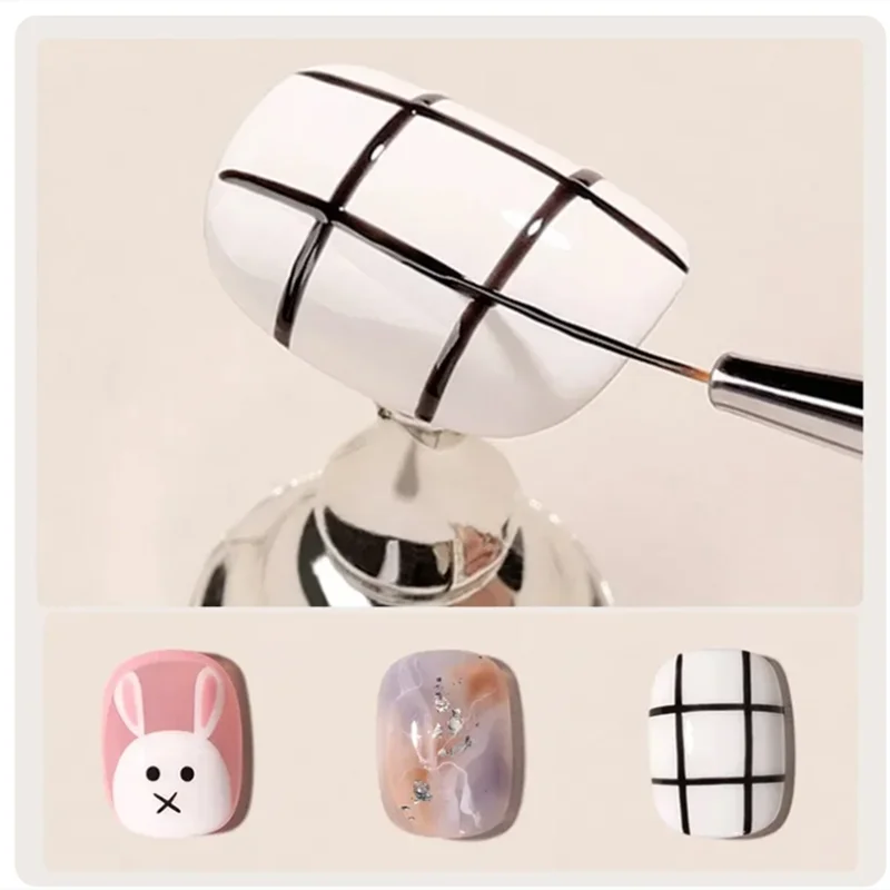 Acrylic French Stripe Nail Art Liner Brush 3D Tips Line Stripes DIY Drawing Pen UV Gel Brushes Painting Pen Manicure Tools 3Pcs