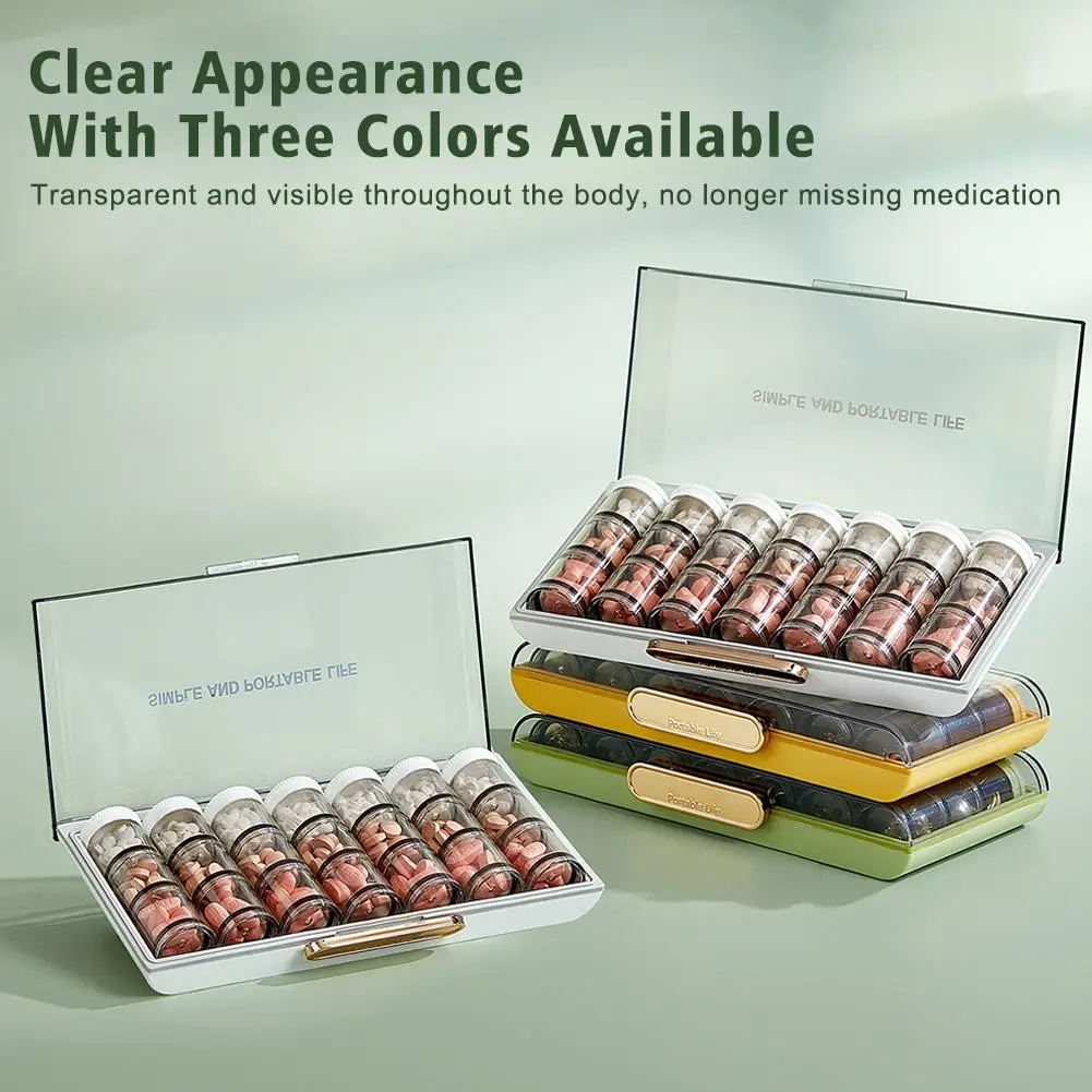 

Transparent Tubular 7-tube 21-cell Portable Mini Medicine Days Week Pills Containing Box Box Seven Home Travel Handy Sealed T8D8