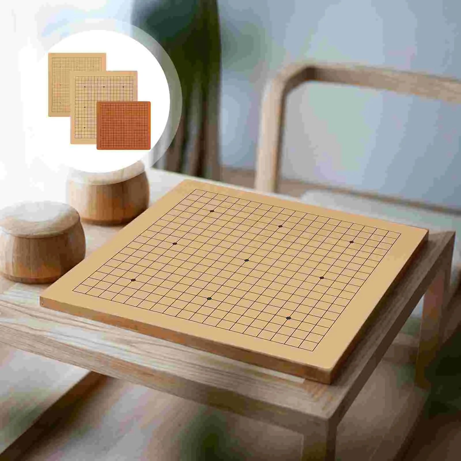 Foldable Chess Board Folding Chess Board Foldable Go Game Chessboard Weiqi Checkerboard Board Game 1.8/2.2cm Pieces One Side 19 Line