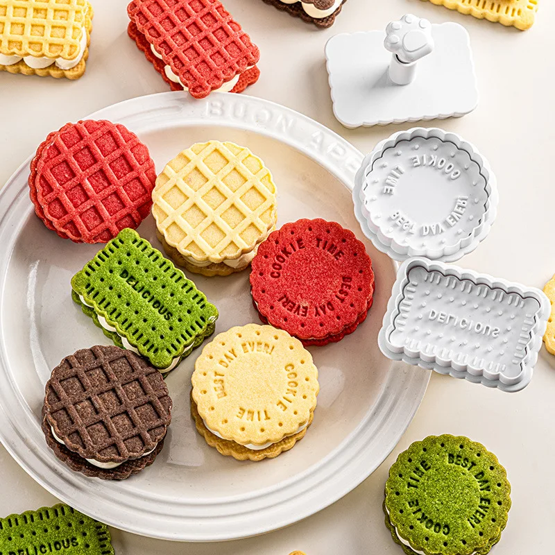 Waffle Cookies Cutters 3D Biscuit Cutter Sandwich Cartoon Cookie Stamps Embossed Fondant Baking Tool Sugar Decorative Accessorie