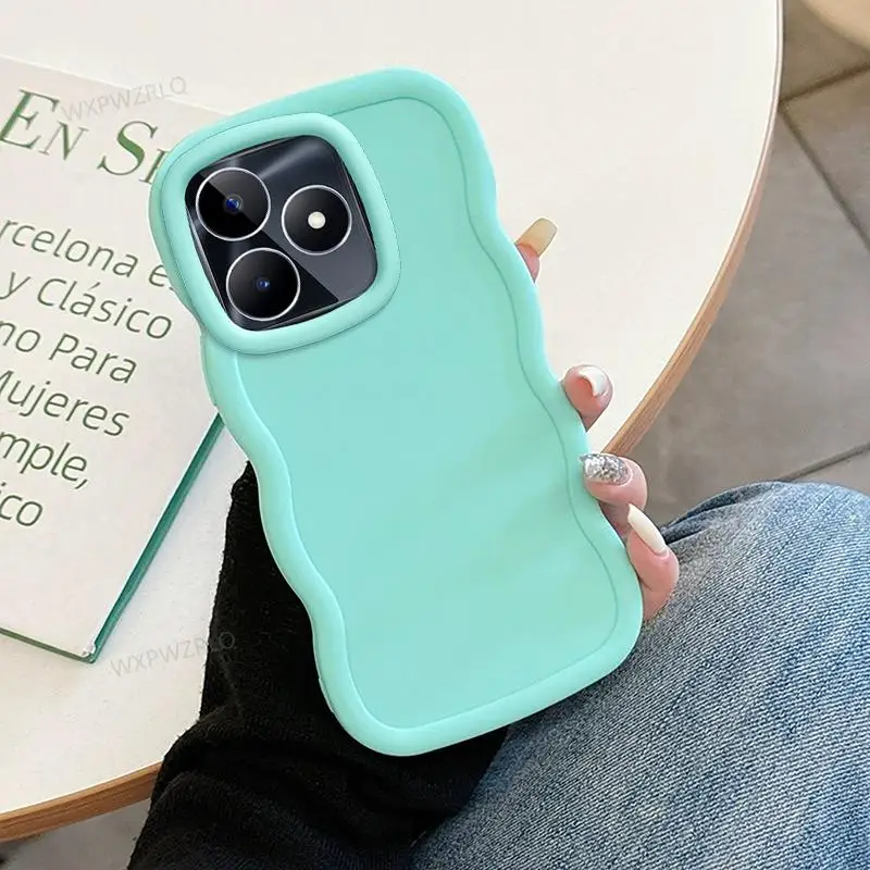 Solid Color Wave Silicone Shock-Absorbing Phone Case - Minimalist Design