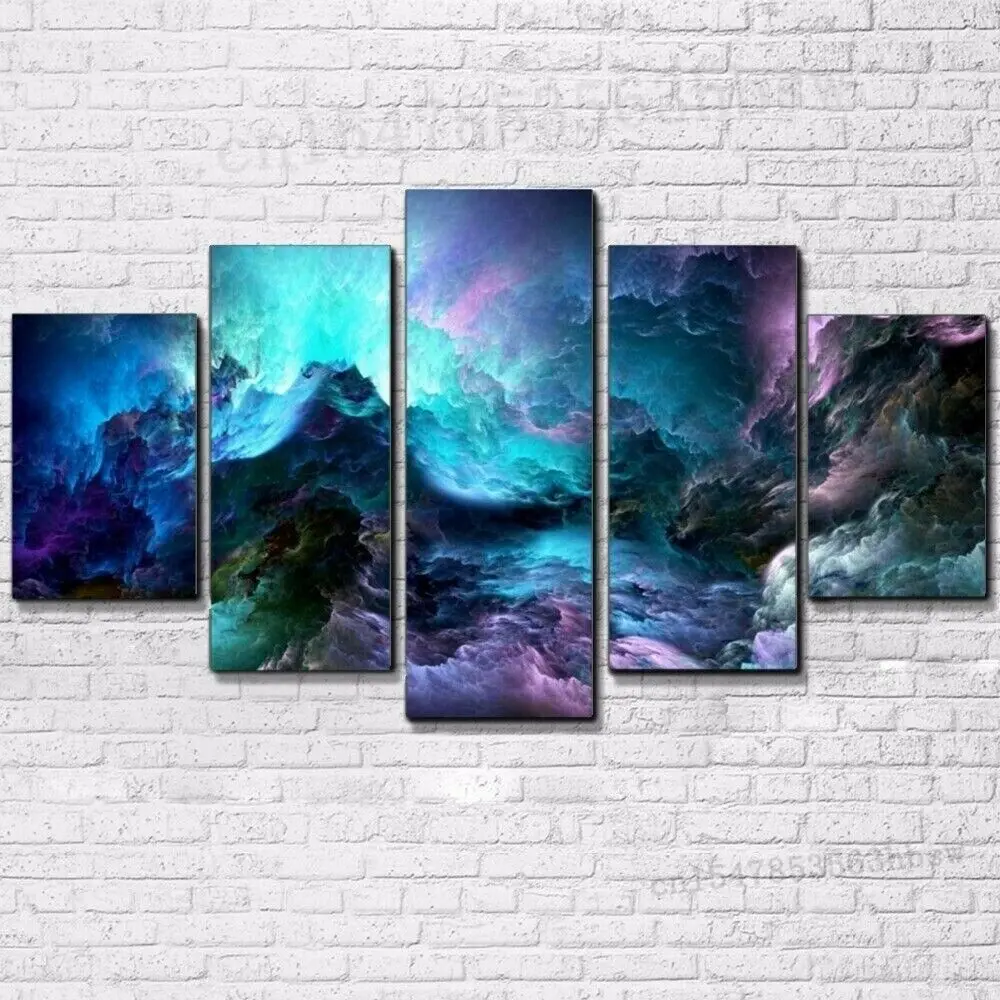 

Abstract Nebula Space Cloud 5 Panel Canvas Print Wall Art Home Decoration 5 Piece Pictures Poster Home Decor HD Print No Framed