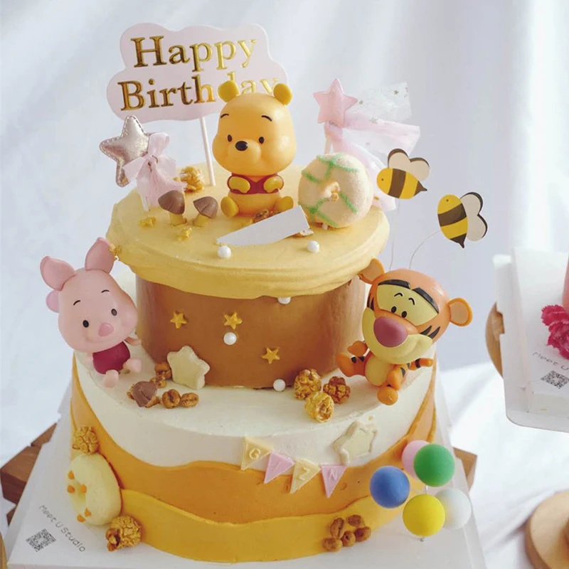 Disney Winnie The Pooh Cake Topper Accessorie Kids Birthday Cake Decoration  Piglet Pig Tigger Birthday Articles Home Decoration 