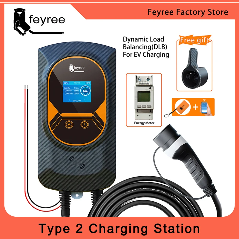 Feyree Ev Charger Type2 Cable 32A 7.6Kw Carico Dinamico Blancing Evse Wallbox App Funzione 11Kw 22Kw Stazione Di Ricarica Auto Elettrica