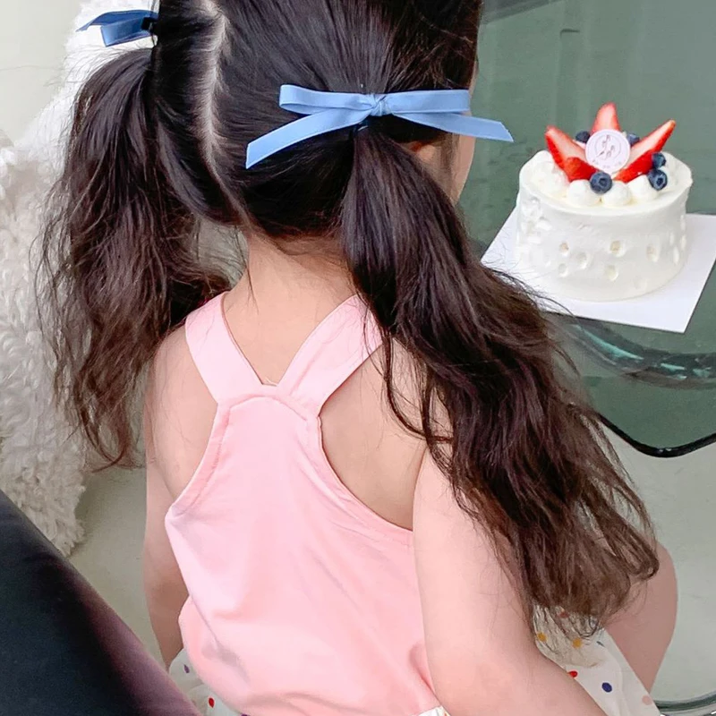 여아용 귀여운 자수 러브 슬링 탑, 맞춤형 슬링 백, 크로스 쿨 캐주얼 탑, 어린이 조끼,  의류, 여름 티셔츠