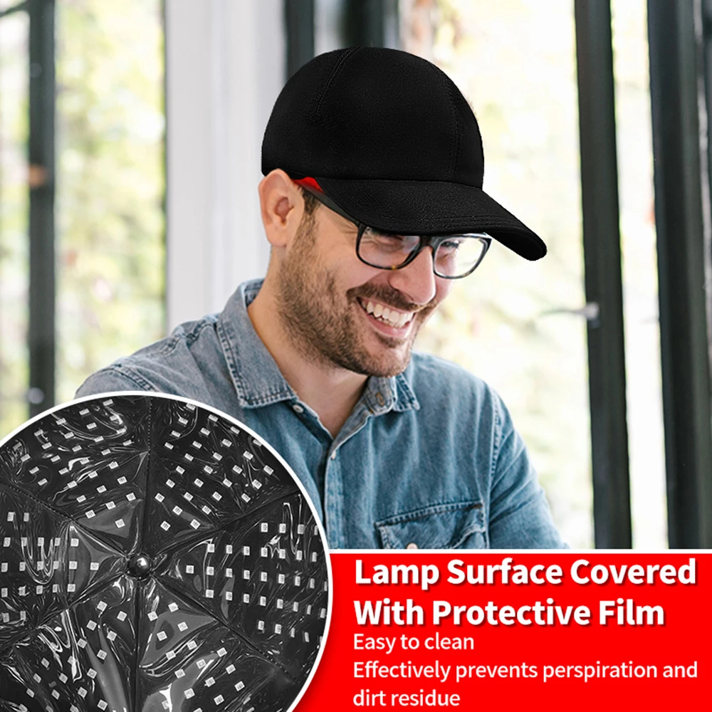 Red Light Therapy Hat with 180Lamp Beads Laser Hair Growth Cap Professional Cap for Greasy Scalp Hair Care Adjustable Rear Strap