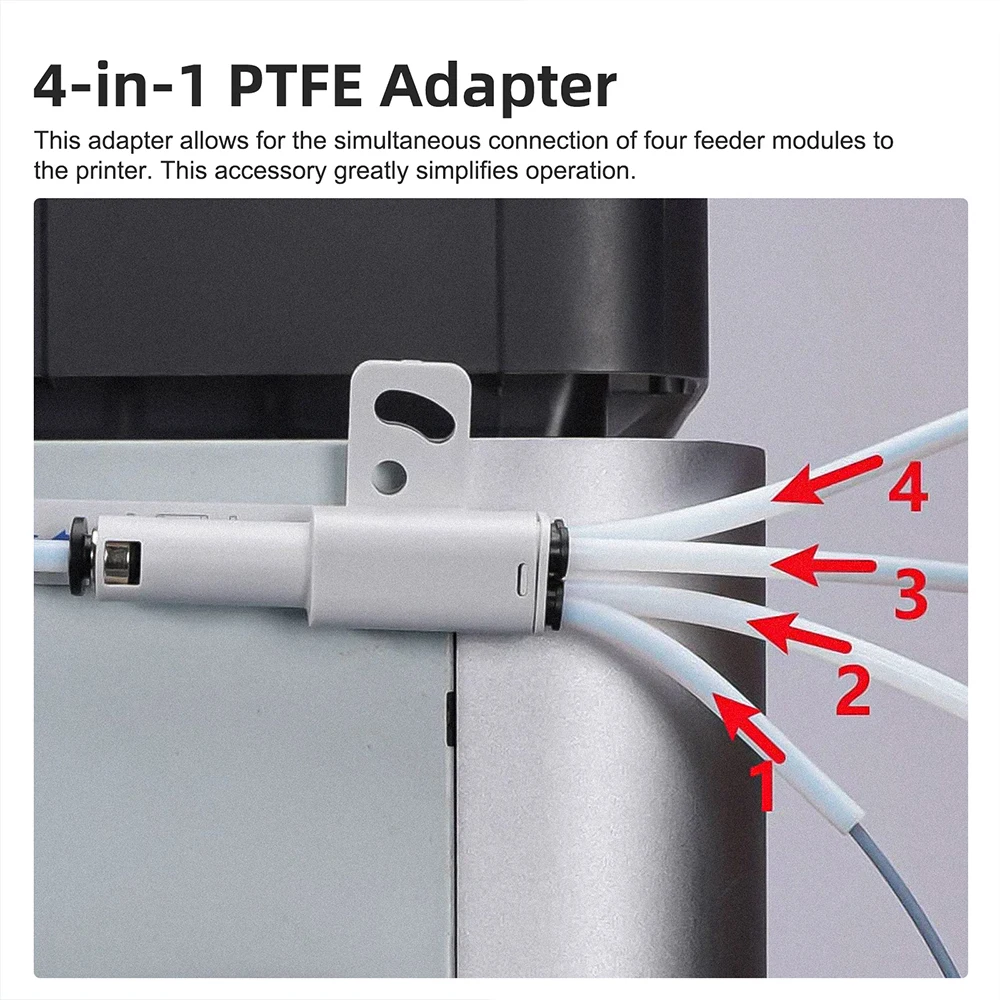 3D 프린터 부품 4-in-1 PTFE 어댑터 재질 파이프 확장 포트 AMS Connect 4 공급 모듈 (Bambulab X1/P1 X1C P1S P1P 용)