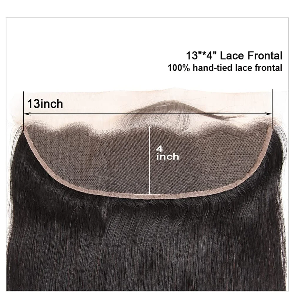 13x4 Straight Transparent Lace Closures Human Hair Frontal Closure with Natural Hairline Free Part Brazilian Hair for Women Girl