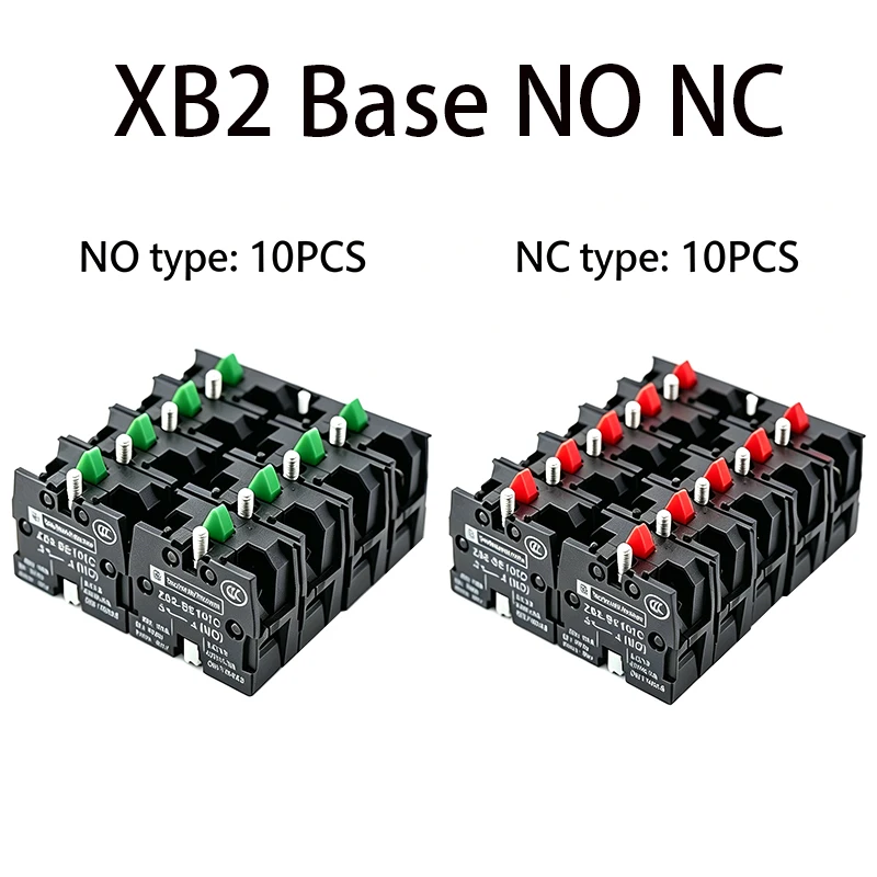 Set of 10 Premium Contact Blocks for Push Button Switches with Silver/Brass Contacts, 10A Capacity