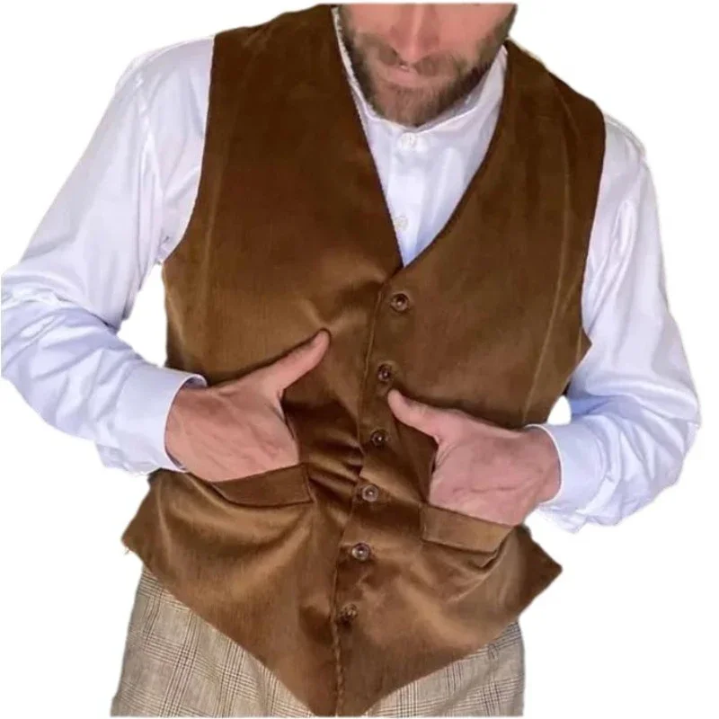 

Mens Jacket Vest Spring Autumn Sleeveless Corduroy Coats Slim Single Breasted Male Tops