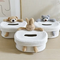 Cotton Rope Desktop Tissue Box Holder Convenient Desk Accessory Tissue Box Animal Themed Paper Storage Container 1