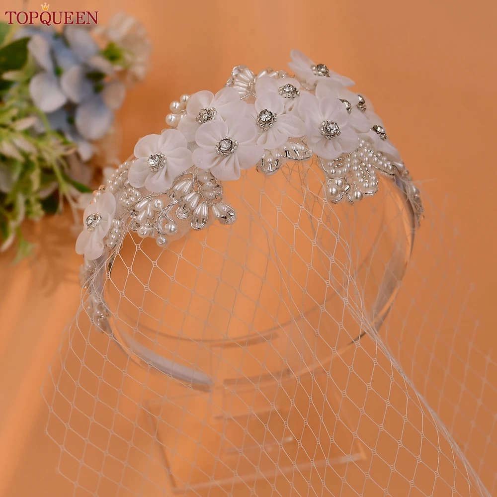 TOPQUEEN Bridal Birdcage Veil Face Mask Veil Headband Mesh Face Wedding Party Jewelry Hair Accessories Customization S358