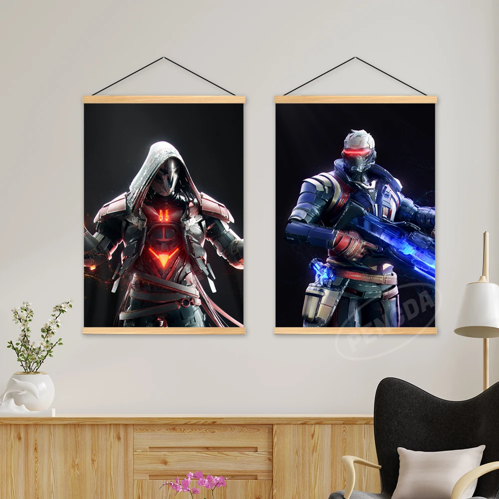 Canvas Prints Overwatch Wooden Hanging Poster Shimada Genji Wall Art Game  Painting Living Room Tracer Modular Picture Home Decor - AliExpress