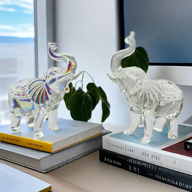 Statue d'éléphant en cristal transparent pour la décoration de la maison, artisanat, style étagère, salon, bureau, armoire 3