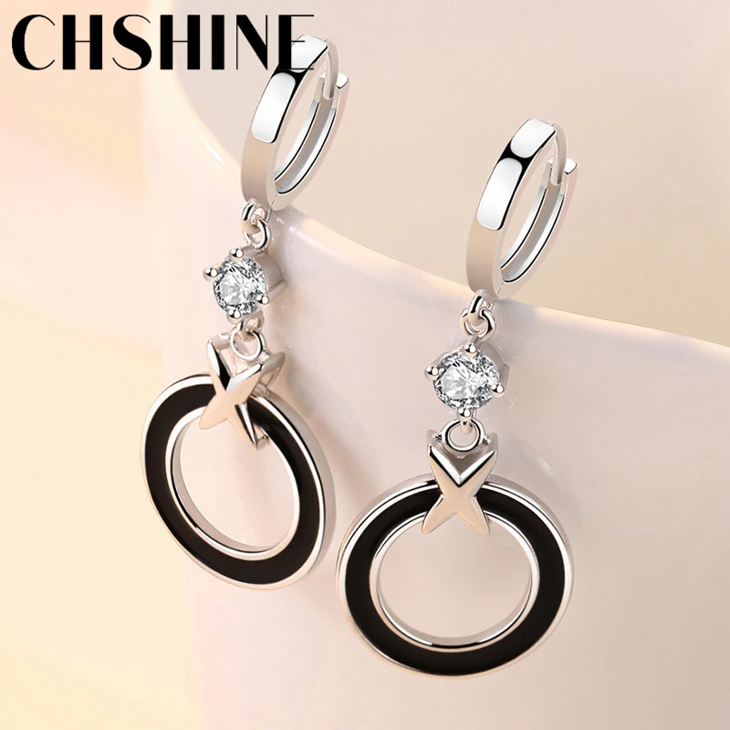 CHSHINE 925 Sterling Silver Circle Ring Earrings For Lady Lovers Banquet Party Jewelry - Image 6