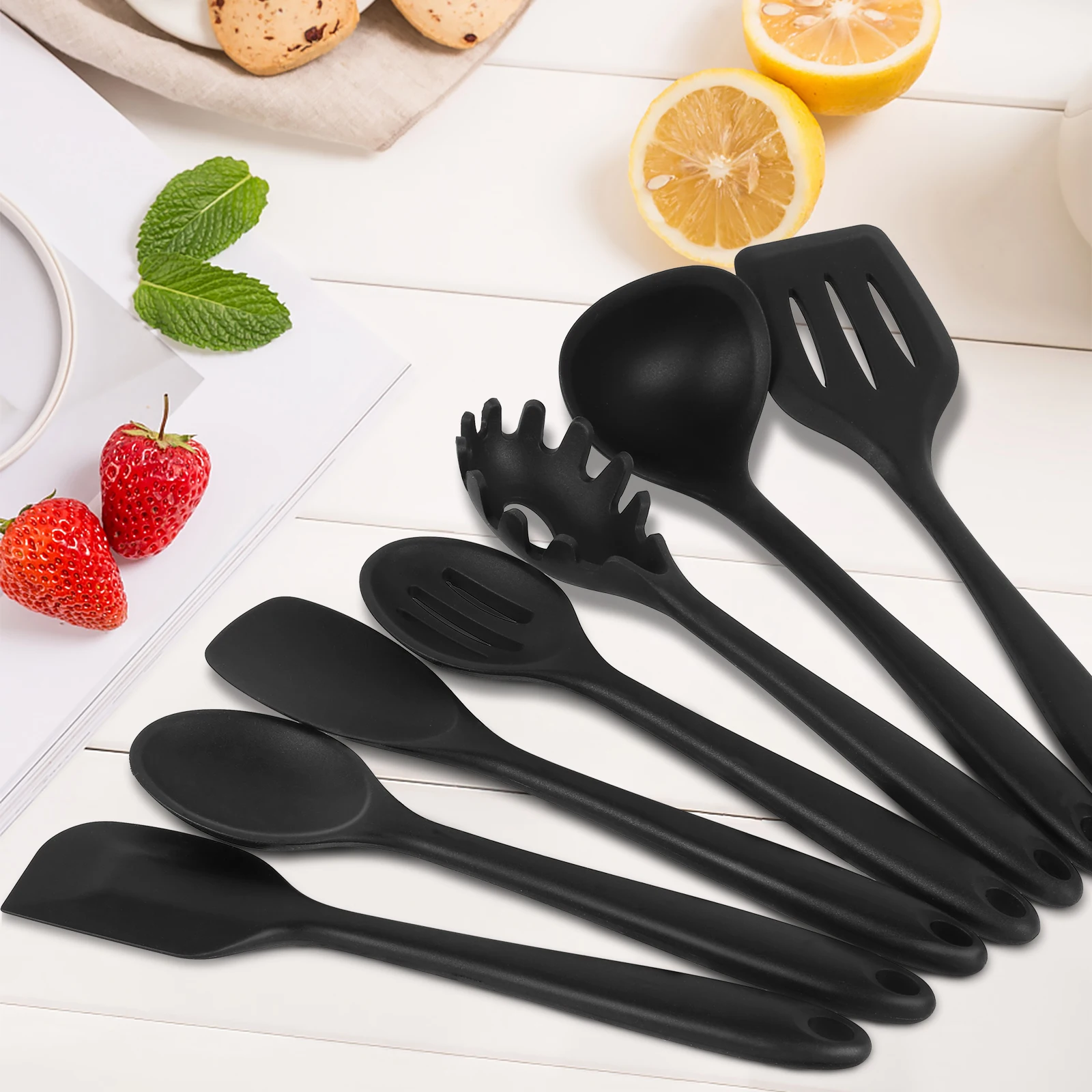 

7pcs Cooking Utensils Nonstick Silicone Cookware Set Heat Resistant Spatula Kitchen Tools Reusable Spatula Kitchen Accessories