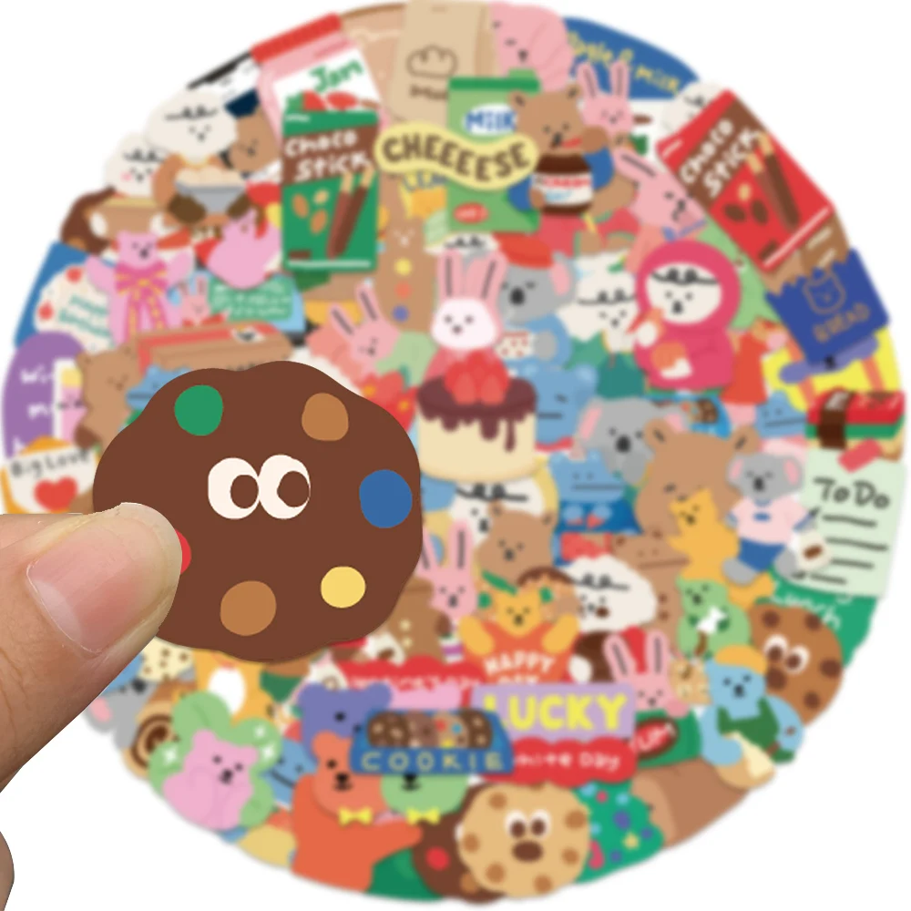 100Pcs Cute Ins Style Korean Bear Stickers Waterproof DIY Kids Toy Decals for Loptop Guitar Bottles Skateboard Phone Gifts Decal