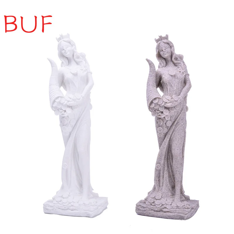 

BUF-Sandstone White Goddess of Wealth Statue, Resin Craft Home Decoration, European Simple Decor, Ornaments Gifts, 32cm