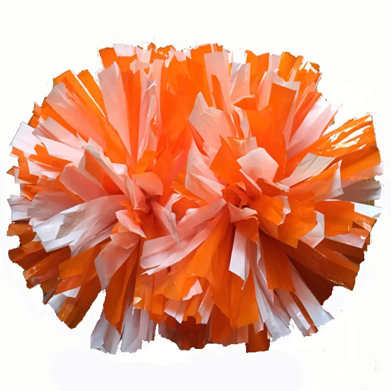 Non-fading Sports Pompoms For Club Game, Cheers Factory, Baton Handle, Nonfading Decoration, Yellow And White, 38cm, 2PCs