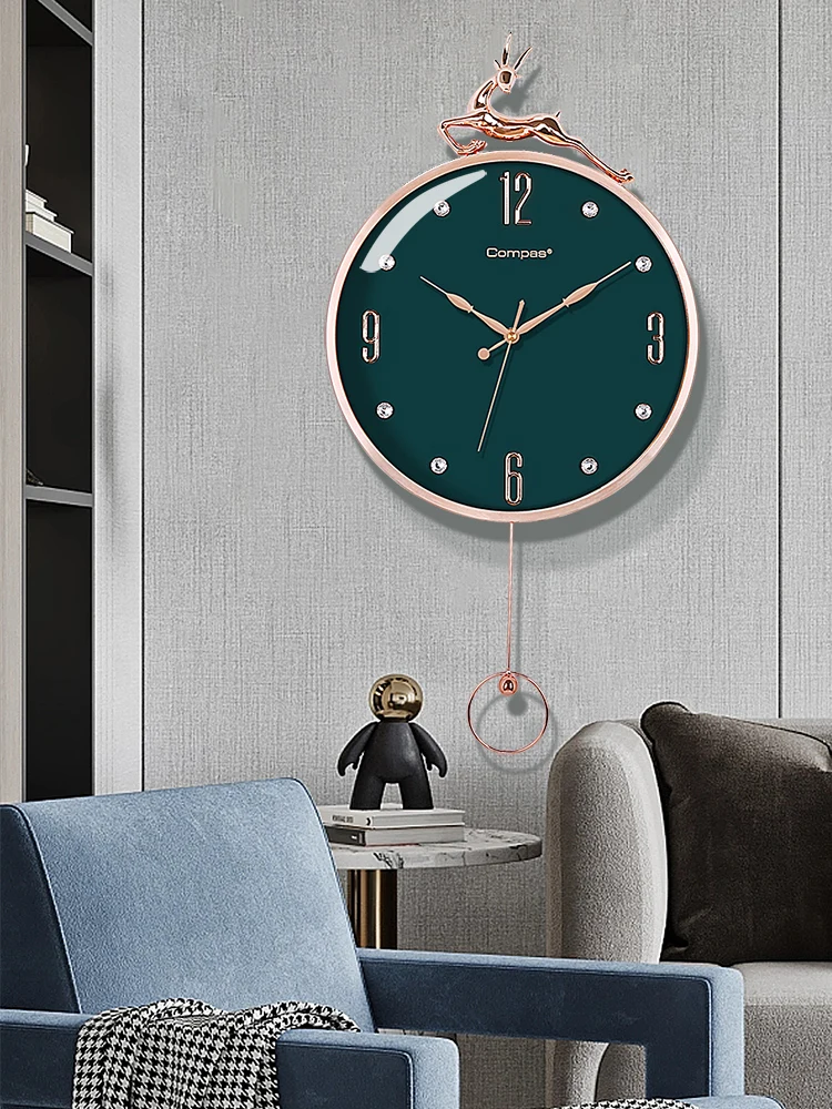 

Creative Nordic Wall Clock Modern Living Room Luxury Deer Head Fashion Quartz Wall Clock Swing Clock reloj de pared Home Decor