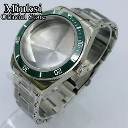 Elegant Miuksi 39mm Silver Watch Case with Multi-Color Bezel and Domed Sapphire Glass for Fit NH34 NH35 NH36 (Style 5 Green)
