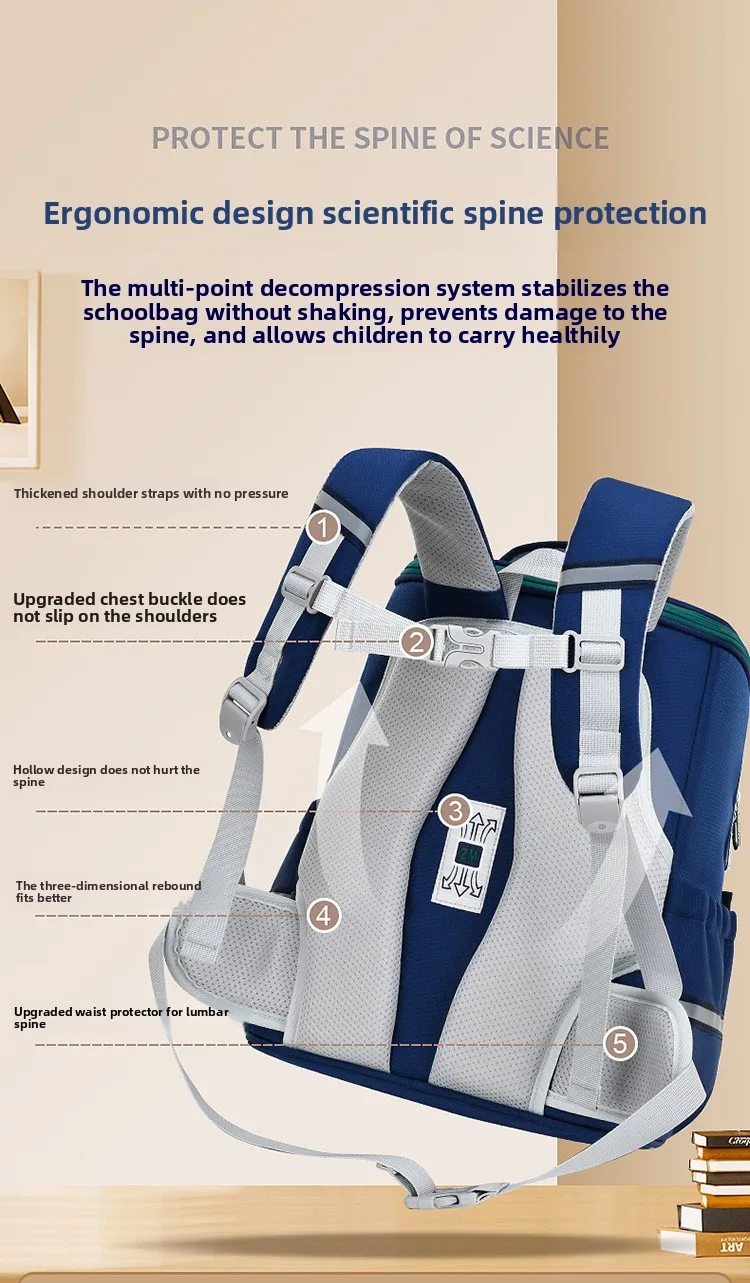 2 size Primary school students' backpacks for grades 1-3 - 6 British style boy waterproof backpacks Lightweight girl schoolbags 4