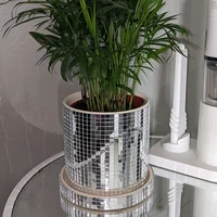 Disco Ball Planter Pot with Drainage Hole Ceramics Mirror Disco Ball Vase Plant Pot Flower Pot Flat Base Mirror Disco Ball Vase 1