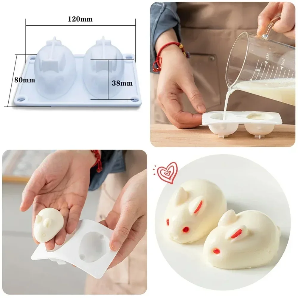 3D Silicone Rabbit Soap Mold DIY Candle Mould Cute Cake Pudding Chocolate Dessert Baking Accessories Candle Making Supplies Hot