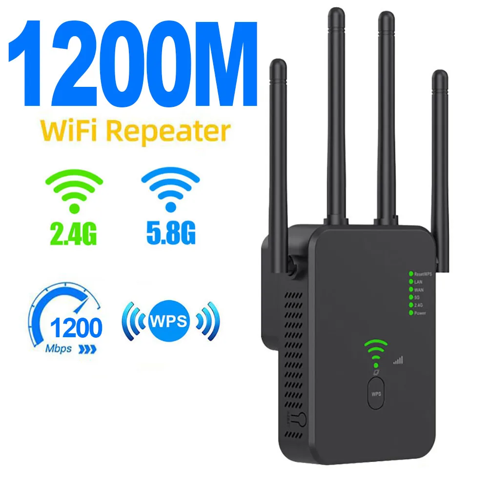 Repetidor Wifi sem Fio Impulsionador de Sinal Wifi Banda Dupla 2.4g 5g Extensor 802.11ac Gigabit Wifi Amplificador Roteador Wps 1200mbps