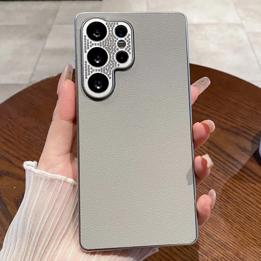 Matte Leather Soft Case with Plated Detailing - Premium Back Cover