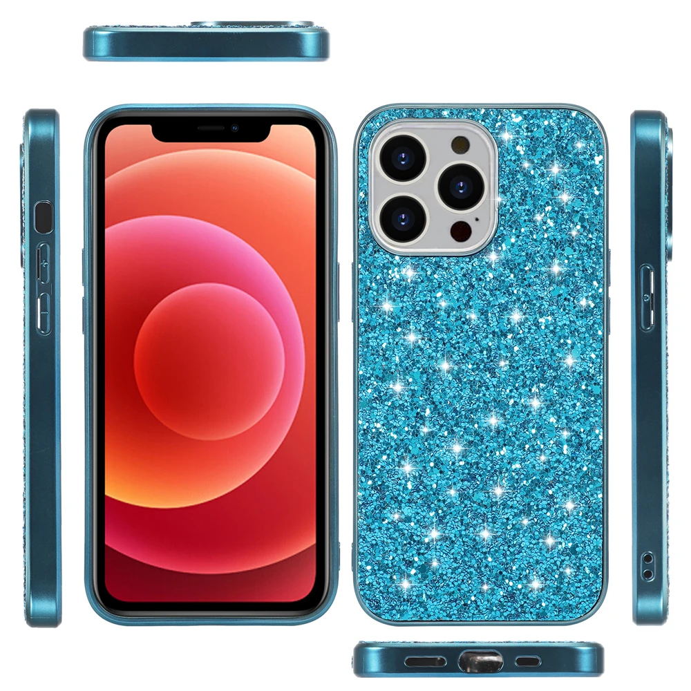 Luxury Bling Glitter Sequins Solid Color Plating Shockproof Bumper Case
