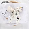 26 Initial Letter Silk Hair Satin Scarf Bag  Skinny Scarves Design Wrist Towel Foulard Neckerchief Headband for Ladies 2022 5