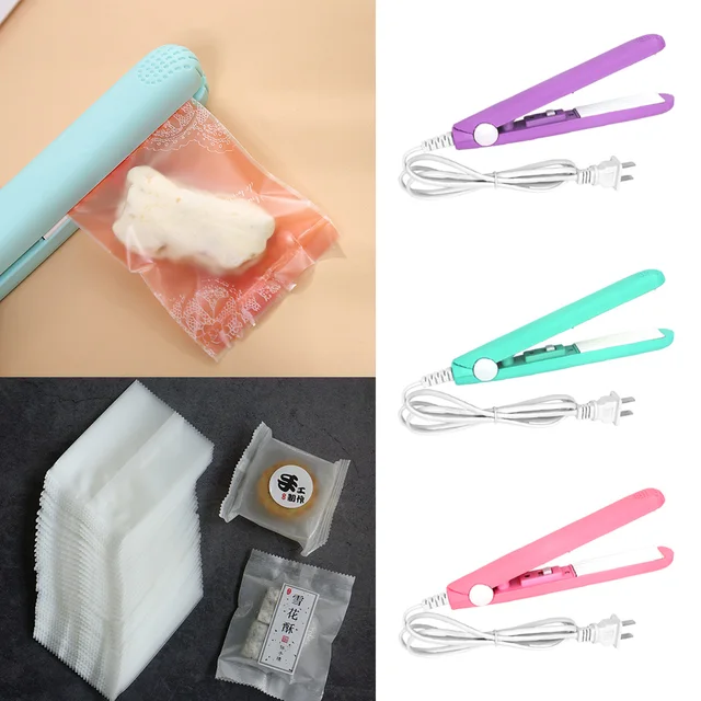 Mini Portable Heat Sealing Machine Food Vacuum Sealer Seal Packing Plastic Impulse Sealer Household Bag Clips Handheld 4