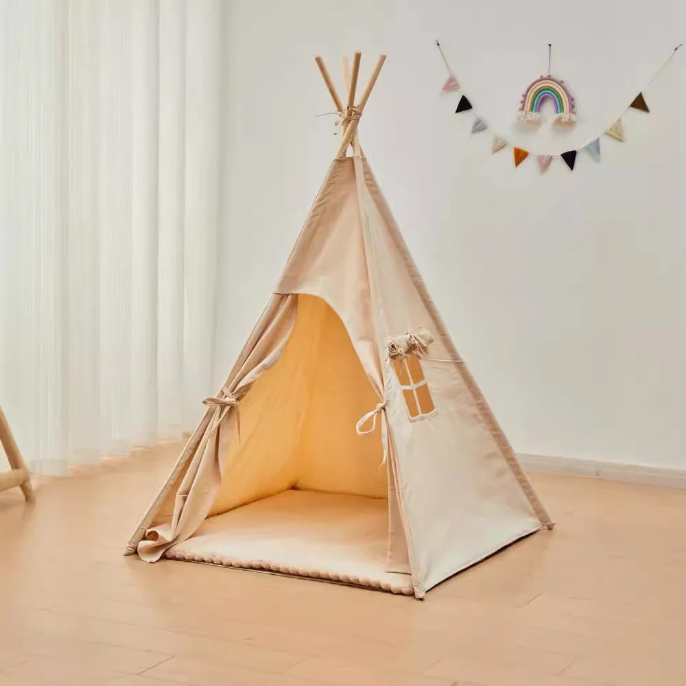 Portable  Teepee Tent Large Play House for Children Tents Kids Canvas Indian Play Tent Wigwam Child Tipi Room Decoration 3