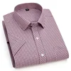 Fashionable Cotton Plaid Shirt Men's Short Sleeve Single Patch Pocket Design Young Casual Standard Fit Men's Shirt 4