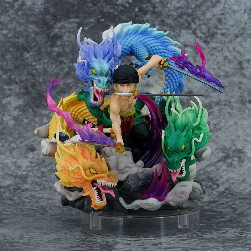 

One Piece Roronoa Zoro Cute Three Dragons tornado Ver. PVC Action Figure Collection Model Toys 18cm