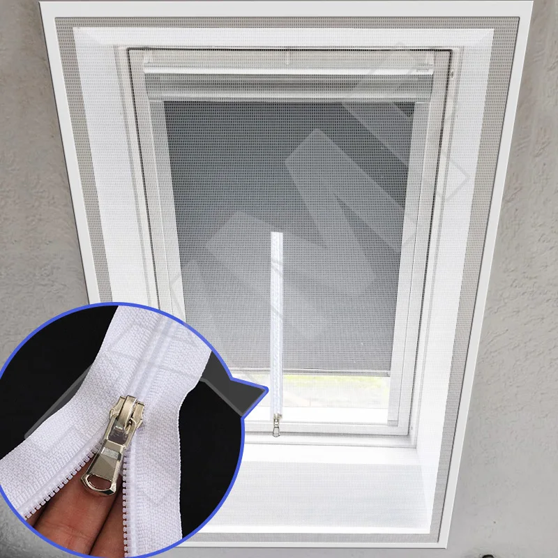 White New Window Screen Mesh with Zipper and Invisible Fiberglass Customizable Size Mesh Summer Prevent Mosquitoes and Flies - Image 2