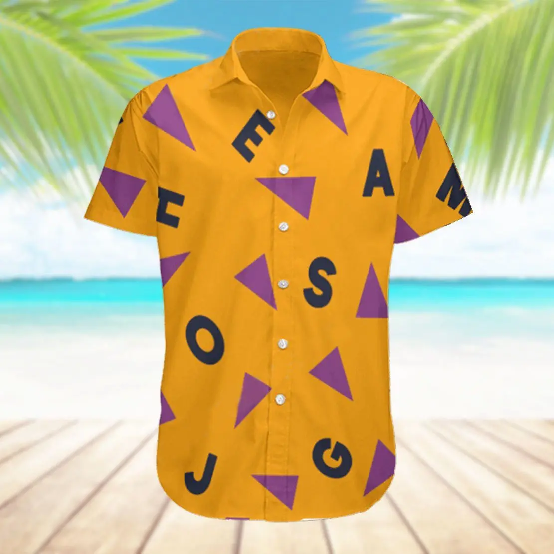 Geometric print men's short-sleeved shirt beach casual Hawaiian men's lapel top large size men's shirt 2024 new style