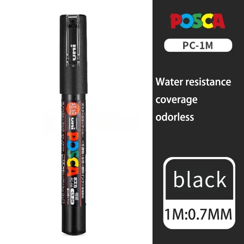 1PC Uni Posca Marker Stift Vollfarben PC-1M 3M 5m Acryl Marker Farbe Plufone auf Metall Glas Kunststoff Keramik Rock Reifen CD Papier – Detail 6