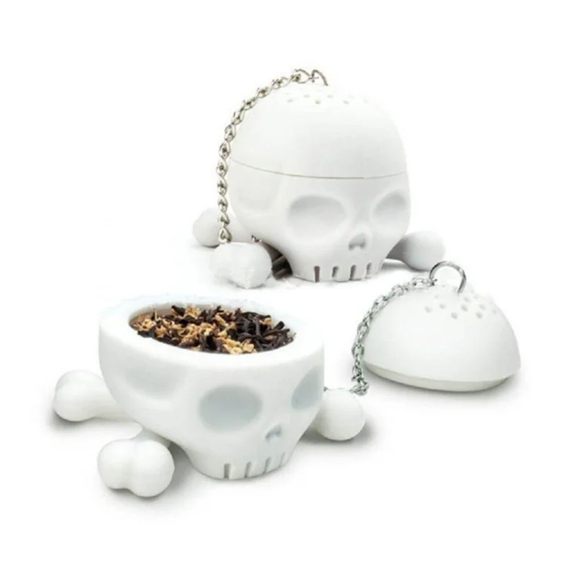 tea infuser tea strainer tea filter Creative Skull Head Shape Silicone Tea Infuser Tea Strainer Bag Scented Reusable Cartoon Model Brewing Kitchen Tool