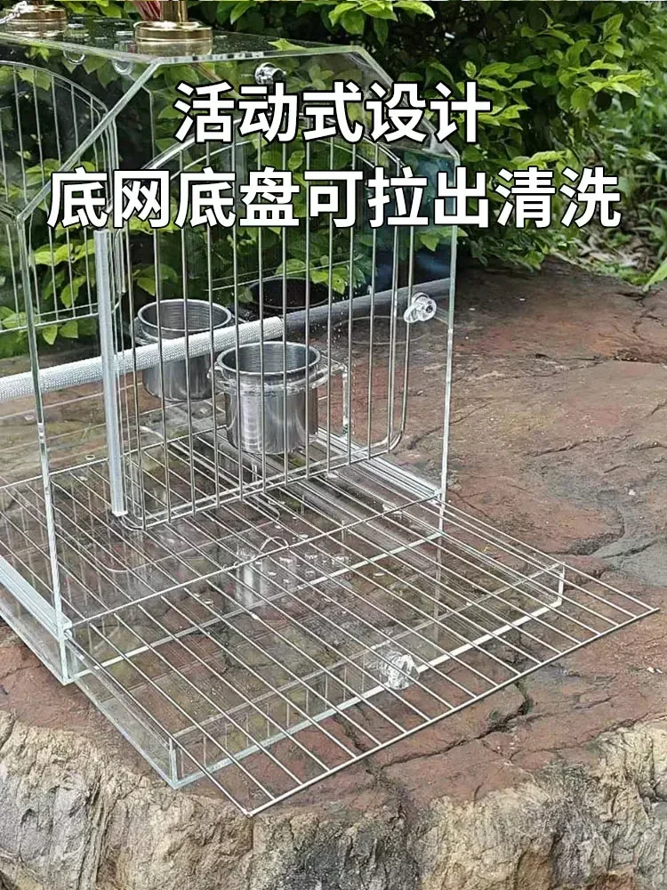 Outdoors Acrylic Bird Cages Carrier Transparent Decoration Southe Park Bird Cages Luxury Canary Jaula Pajaro Supplies WZ50BC