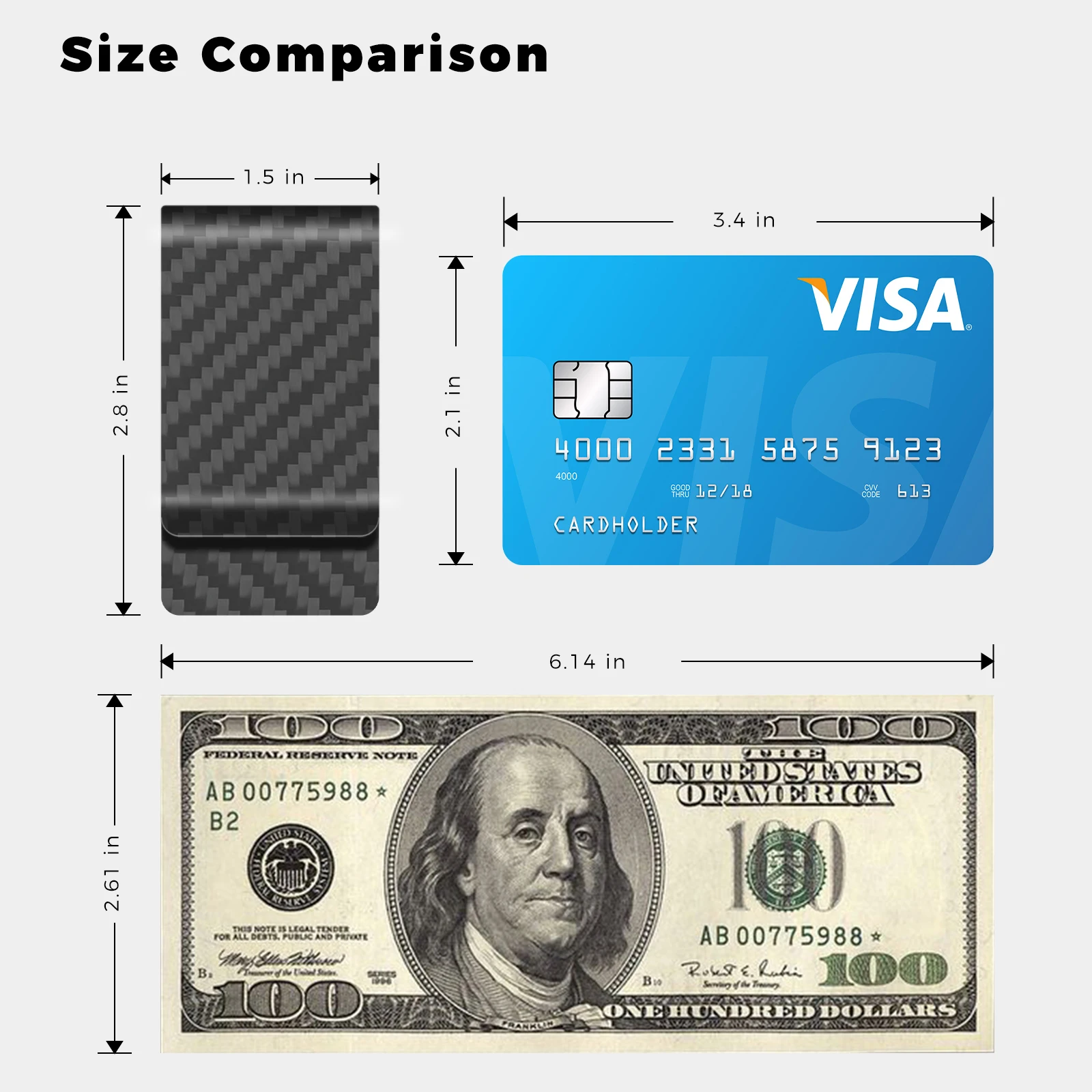 High Quality Real Carbon Fiber Money Clip Slim Front Pocket Wallet Up To 50 Bills Minimalist Wallet For Men Gift 5