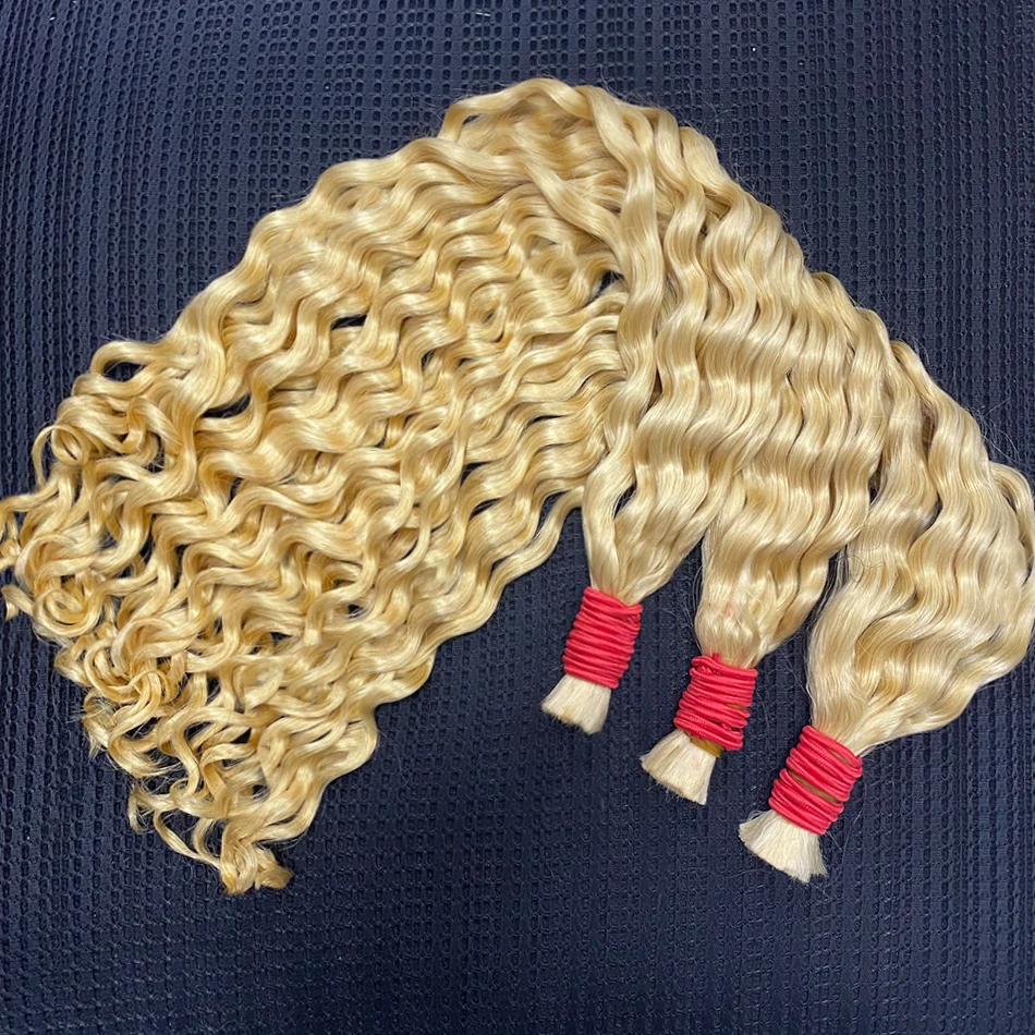 Human Hair Extension 613# Deep Curly Wave Natural Hair Vendor Virgin Bundles Bulk Human For Braiding