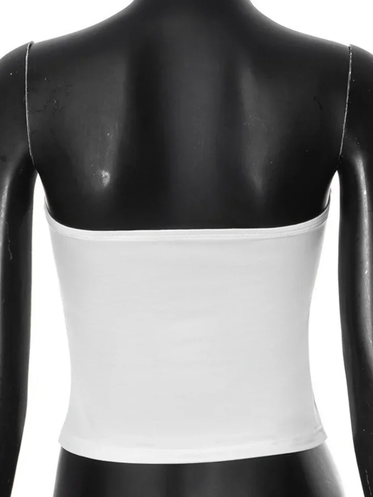 Sexy Floral Print Bustier Short Strapless Top One-Piece Sleeveless Slim-Fit Fashion Tops For Women Casual Neckless Y2k Bra Top